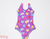 Traje de bano -Malla Entera c/Lazos en la Espalda. Corazones fondo Lila (talle 4, talle 6 y talle 8) - comprar online