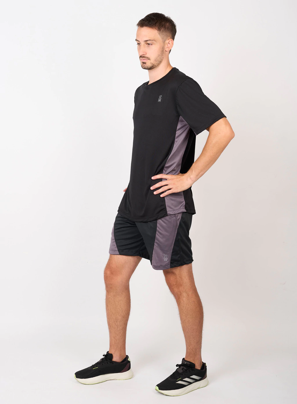SHORT DOUBLE NEGRO CON GRIS