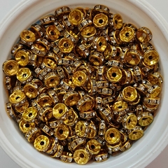 50u Rondel c/strass Dorado 8mm