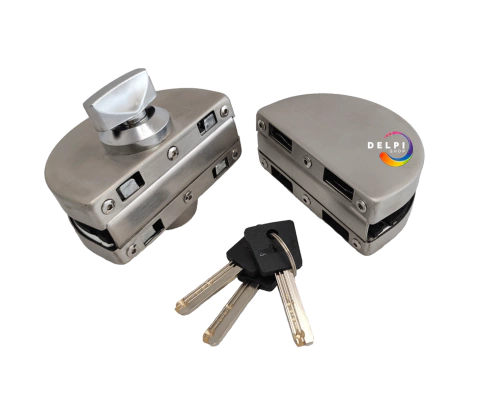 Cerradura Puerta Vidrio A Vidrio Acero Inoxidable con Llave Y Perilla