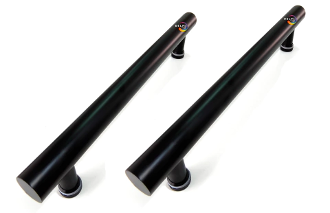 Manijon Para Puerta Frente simple Negro 60cm 2 Unidades Acero Inoxidable