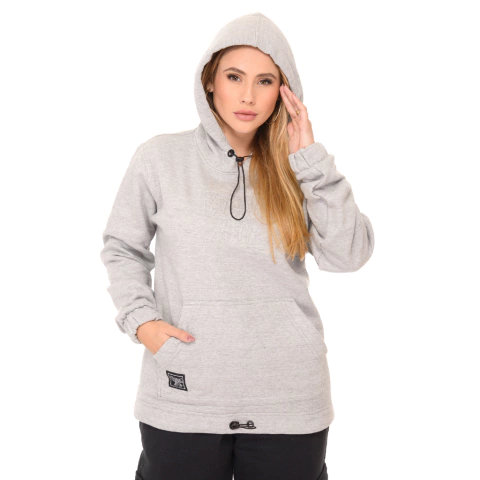 Blusa de Moletom Feminina Long Cinza - 12917