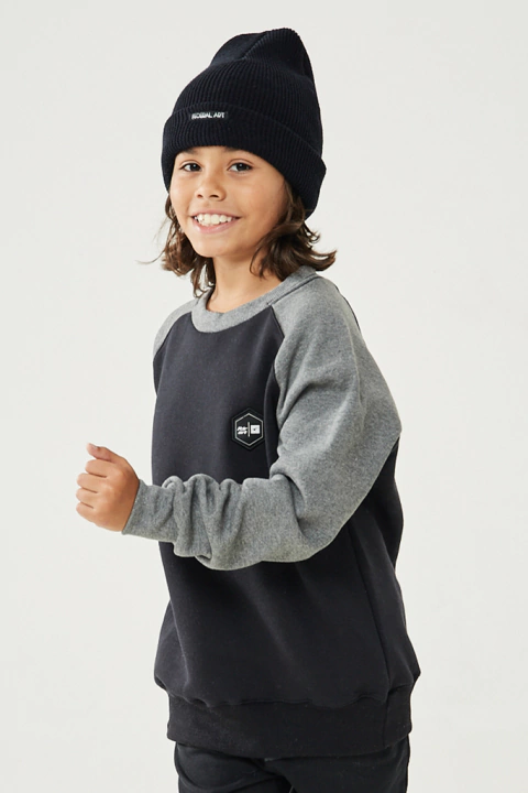 Blusa de Moletom Juvenil Comfy Basic Logo Federal Art - Mescla Preto - 64205