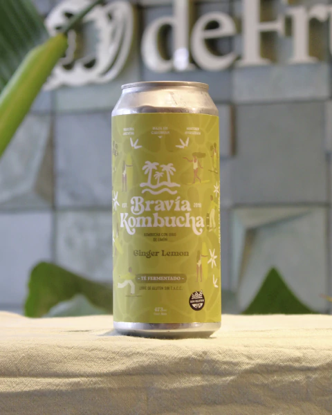 KOMBUCHA SABOR LIMON, JENGIBRE, MENTA Y MATCHA - 473ML - BRAVIA