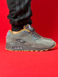 Nike airmax 90 cinza escuro laranja nacional premium