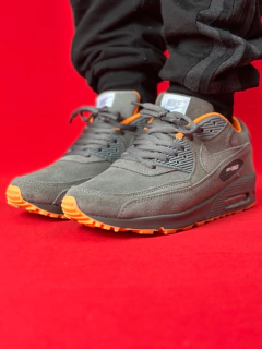 Nike airmax 90 cinza escuro laranja nacional premium - comprar online