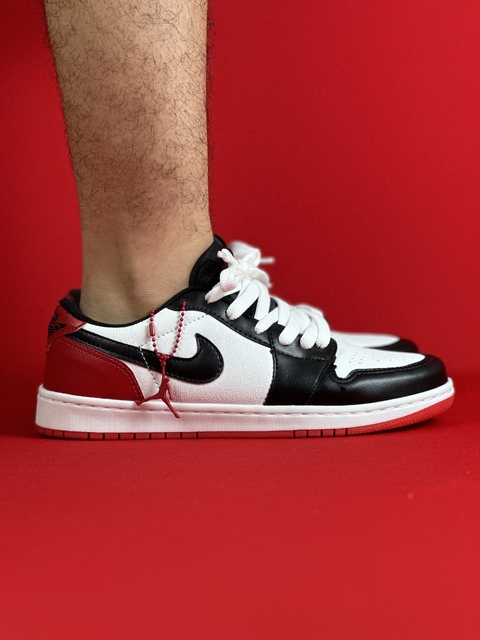 Air Jordan 1 Low Branco Preto Vermelho Nacional S