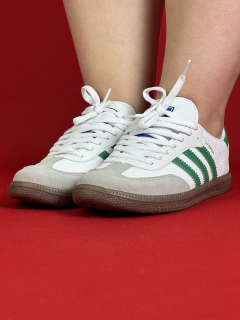 Adidas samba branco logo verde sola marrom nacional s - comprar online