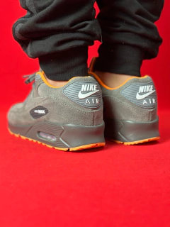 Nike airmax 90 cinza escuro laranja nacional premium na internet