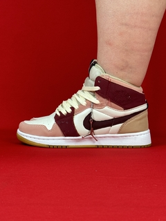 Air Jordan 1 High rosa e vinho com branco nacional s