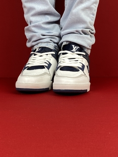 Louis vuitton trainer branco azul cinza importado - comprar online