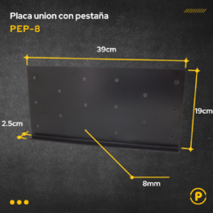 PLACA CON PESTAÑA UNION TIRANTE 3X8 + TORNILLOS PASANTES - comprar online