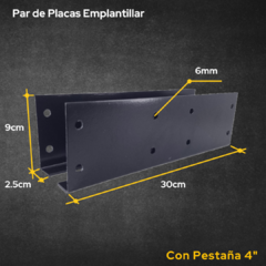 Placa con Pestaña Union Tirante 2x4 + Tornillos Pasantes - comprar online