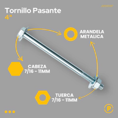 Placa con Pestaña Union Tirante 4x4 + Tornillos Pasantes
