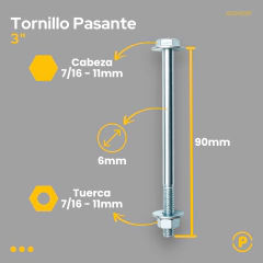 Imagen de Placa con Pestaña Union Tirante 3x5 + Tornillos Pasantes
