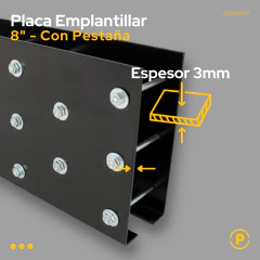 PLACA CON PESTAÑA UNION TIRANTE 3X8 + TORNILLOS PASANTES - Pecole