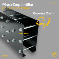 PLACA CON PESTAÑA UNION TIRANTE 4X8 + TORNILLOS PASANTES - Pecole