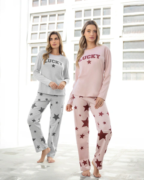 Pijama De Jersey Mujer Maxi Estrellas Lencatex T. Especial (LEN26313-E)