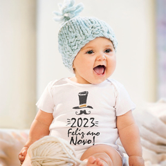 Body Primeiro Ano Novo Bebê Reveillon Cartola e Bigode - comprar online