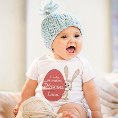 Body Primeira Páscoa Com Nome do Bebê Coelhinho e Ovo de Páscoa - comprar online