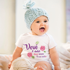 Roupinha de bebê Dia das Mães Body Vovó é Mãe Duas Vezes - Emotions Art Presentes Personalizados