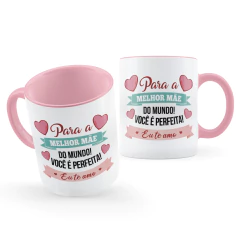 Caneca Rosa Para a Melhor Mãe Do Mundo Eu te Amo Presente
