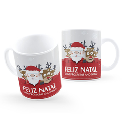 Caneca Feliz Natal E Próspero Ano Novo Noel e Rena Presente - comprar online