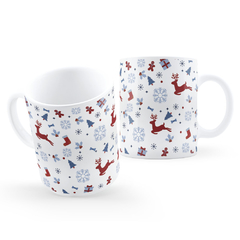 Caneca Enfeites de Natal Neve Gelo e Renas Presente