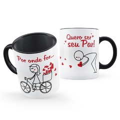 Caneca Namorados Bonequinhos Apaixonados Bike do Amor