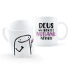 Caneca Flork Deus na Frente e Nubank Atrás