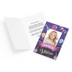 Cartão de Aniversário Presente com Foto Nome e Mensagem de Agradecimento - Emotions Art Presentes Personalizados