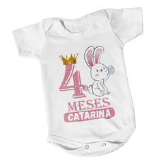 Body Bebê Páscoa Mêsversário Personalizado Estampa Coelhinho - comprar online