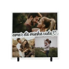 Azulejo decorativo com fotos de um casal sorrindo e se abraçando, com a frase "amor da minha vida" em destaque.
