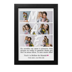 Quadro Decorativo para Sala Presente Para Mãe com Fotos Família e Mensagem