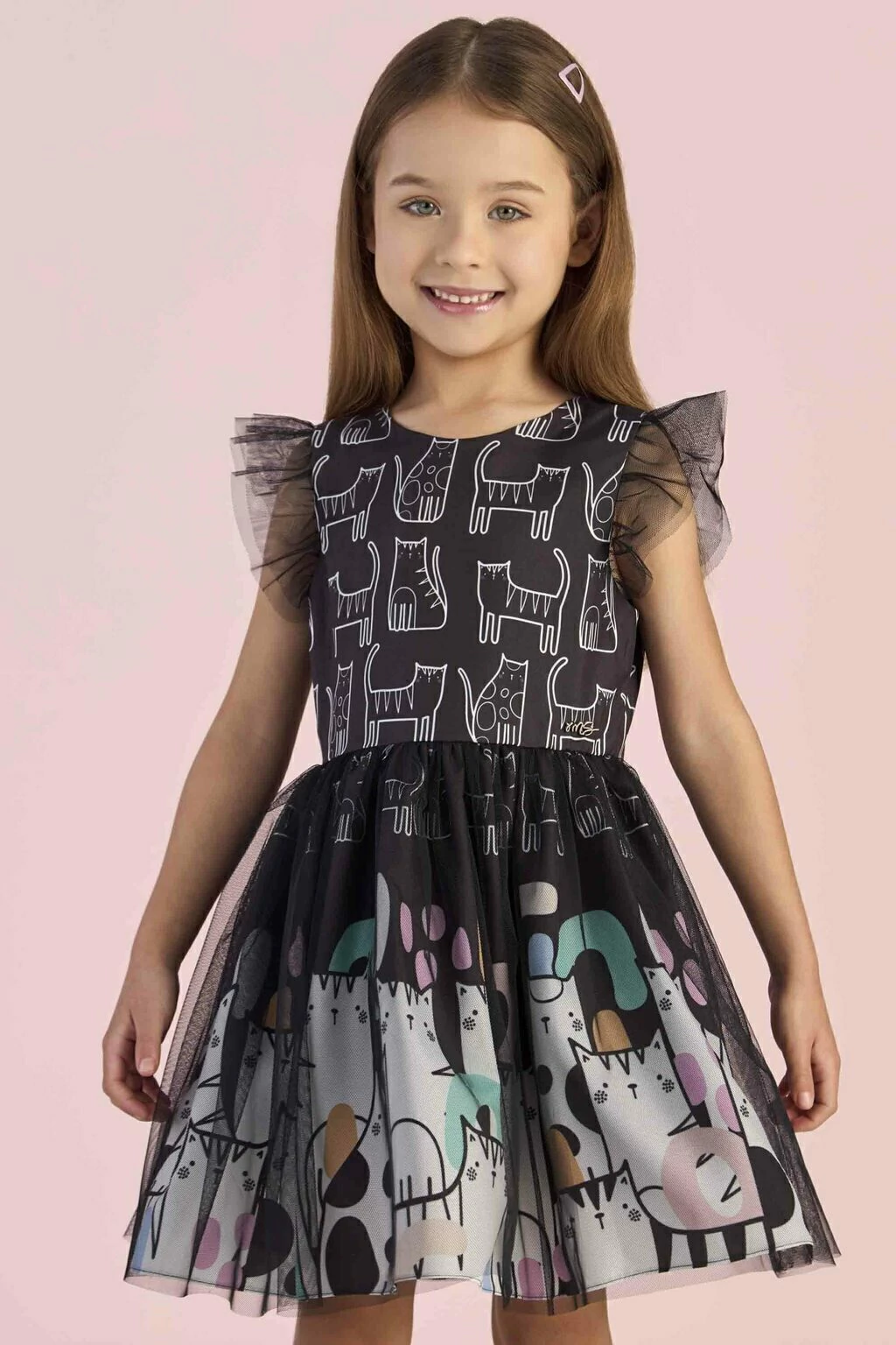 VESTIDO RODADO GATO COM TULE MON SUCRE