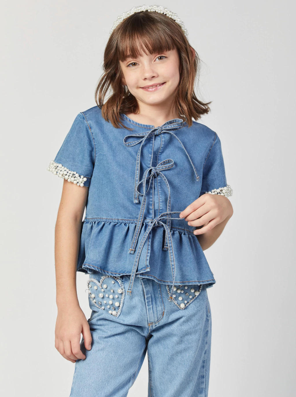 BLUSA JEANS LAÇOS LULUZINHA