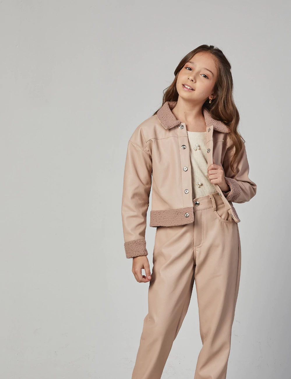 JAQUETA ECO-LEATHER COM PELO LULUZINHA