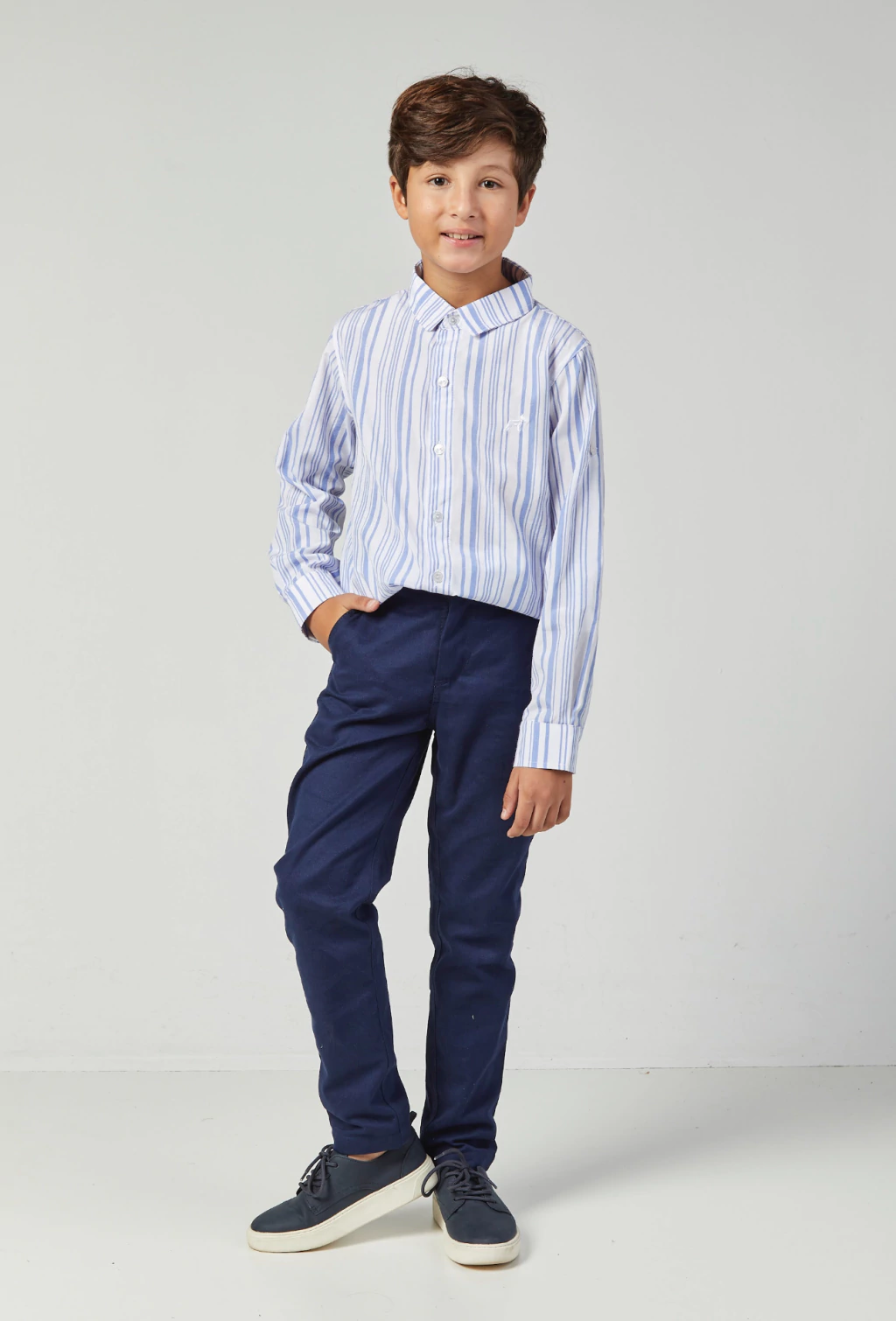CAMISA SOCIAL MANGA LONGA LISTRADA OLIVER