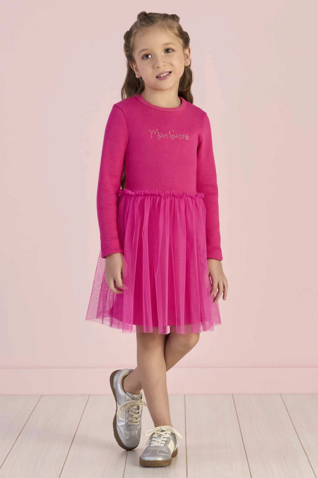 VESTIDO PINK MANGA LONGA TULE MON SUCRE