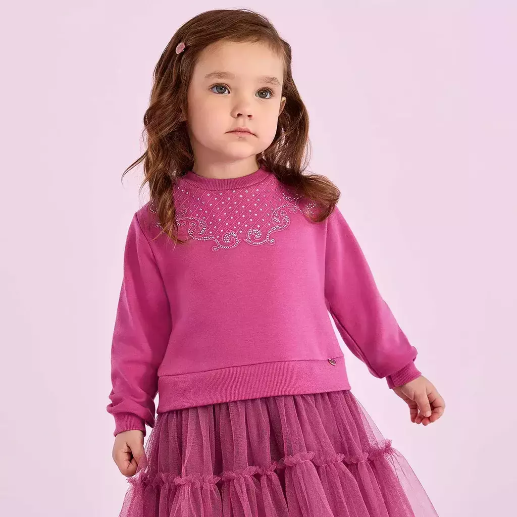 VESTIDO COM SUÉTER DE STRASS E SAIA DE TULE PETIT CHERIE