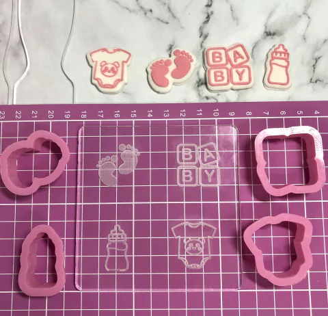 Placa Baby Shower + 4 Cortantes