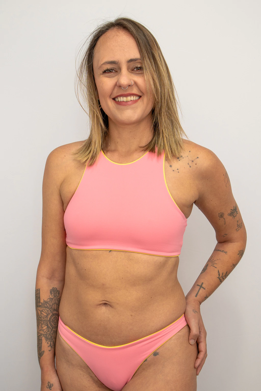 TOP UBATUBA DUPLA FACE - AMARELO/ROSA