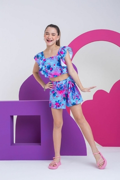 Conjunto Short Saia Maiara - Stitch Azul na internet