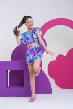 Conjunto Short Saia Maiara - Stitch Azul - A.R Kids - Moda Infantil