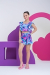 Conjunto Short Saia Maiara - Stitch Azul