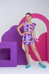 Conjunto Short Saia Maiara - Stitch Rosa