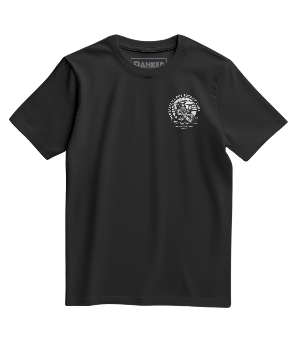 Camiseta Regular Preto Mentally Ill But Totally Chill