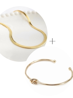BRACELETE NÓ + PULSEIRA LISA