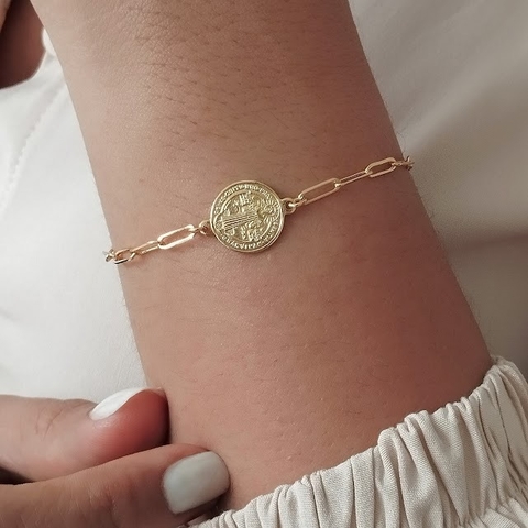 PULSEIRA SÃO BENTO ELOS BANHO OURO