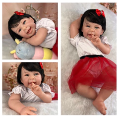 Bebê Reborn Menina Morena Olhos Azuis Com Enxoval na internet
